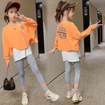 Girls autumn suit 2020 new childrens clothing spring and autumn clothes in the big childrens girls sports two-piece set of foreign atmosphere tide