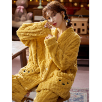 Coral Suede Pajamas Woman 2021 New Winter Thickening Lady Flannel Suede Cute Home Suit Suit or