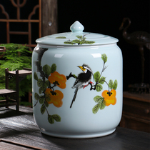 Jingdezhen hand-painted ceramic tea pot tea jar large storage tea storage tea sealed tank tea cake seven-piece cake jar