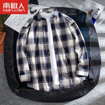 ins plaid shirt jacket Mens shirt long-sleeved Korean version of the trend Japanese port style autumn handsome and versatile autumn clothes