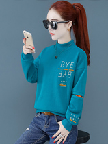 Forty-year-old high-end sweater lady 2021 Autumn New this year popular plus velvet thickened explosion semi-high collar tide