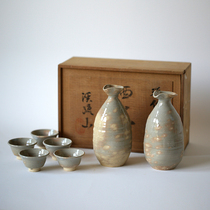 Japans Intangible Cultural Property Yamaguchi Prefecture a set of hand-made wine set wooden box