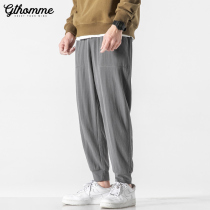 2022 Spring Autumn Thin mens casual pants loose bunches pants straight cylinder Han version Trend 90% Pants male pituality