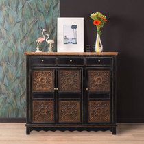 New Chinese retro to make old side cabinet Southeast Asian style furniture Tai-style real elm wood shoes cabinet Shoe Cabinet Hallway Partition Cabinet