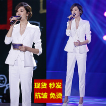 Stars same Korean version of white OL suit suit womens spring and autumn positive dress professional minor west suit waistcoat three-piece suit