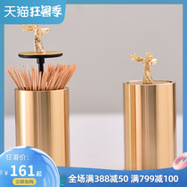Light luxury deer head cover toothpick tube Pressing toothpick box Household creative table ornaments