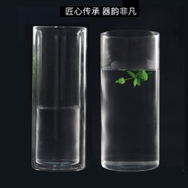 New product straight body double layer transparent glass heat insulation boiled water cup juice cup tea cup with heat resistant wine glass thin bottom green tea cup