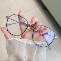 Transparent near-sight glass frame flat mirror female cash-in-face small decorative mesh red vegan mirror anti-blue light radiation can be matched