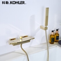 Bathroom hot and cold bathtub out tap waterfall water mixing valve body wash shower shower set cylinder edge type full copper washroom