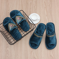 Spring and summer fabric indoor home furnishings for men and women floor slippers ox non-slip couples silent and comfortable beauty salon