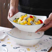 Light Food Fruit Salad Bowl Large ceramic sweet bowl Delicate Ice Powder Special Bowl Mesh Red single Home Ins Wind