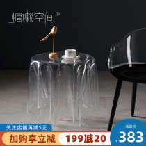 Floating corner Nordic acrylic table Simple modern side European living room small round table Creative transparent coffee table