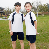 School uniforms for primary and middle school students male and female sport clothes 6th grade Inlan wind class clothes pure cotton summer clothes graduation photo 4