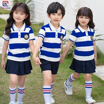 Summer school uniform suit College style primary school students British style class clothes Custom t-shirt short sleeve Kindergarten garden clothes Summer clothes