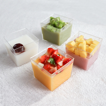 Square Mousse Cup Plastic Disposable Nine Gimus Cup Fruit Cube Square Wood Bran Cup Pudding Dessert Cup