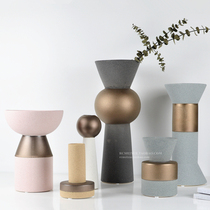 Coarse sand glazed pottery porcelain vase European indoor living room ceramic craft potted container color glaze vase utensils ornaments