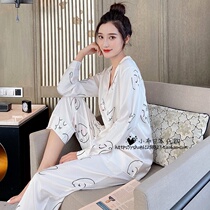 Japanese Gelato Ice Silk Sexy Sleepwear Long Pants Women Springtime Cartoon Capers Home Suits Outwear