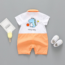 Baby short-sleeved one-piece Ha clothes summer clothes thin newborn gauze cotton mens baby clothes summer Women