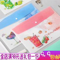Cute student utensils Document bag A4 file bag Plastic information bag Office documents Contract snap bag Storage bag