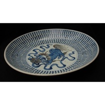 Baolao antique porcelain plate class-clear lines of lion hydrangea plate