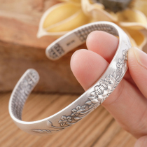 999 foot silver bracelet woman with pure silver and hooded lotus heart warp with bracelet retro bracelet to send mothers elders gift