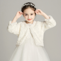 Girls long sleeves thickened warm woolen shawl coat big children plus velvet small coat shawls flower children wedding dress winter