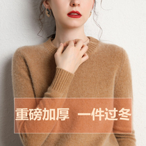 Double-strand Padded cashmere sweater female round neck 2020 Winter new pullover sweater women loose base knitted cashmere sweater