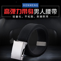 Single lap mens casual outdoor stretch canvas belt breathable roller buckle solid color non-porous belt students