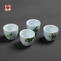 Longquan celadon hand-painted Ancient Lotus kung fu tea cup single personality owner single cup small personal tea cup large