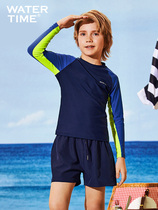 WaterTime childrens middle and big child swimsuit swimming trunks set long sleeve split baby baby beach sunscreen