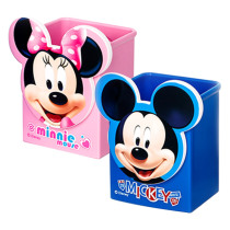 Mickey Mouse primary school student pen holder stationery Cartoon round storage box Pen holder Cute plastic pen bucket Childrens stationery small fresh simple desktop ornaments storage decoration girl heart creative stationery