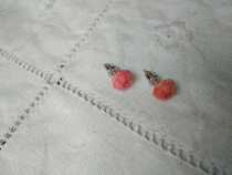 French underwater pink gemstone creature hand-carved rose silver ear nails