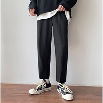 Wide leg pants female Korean version of student summer thin black nine-point pants straight pants loose junior high school womens casual pants