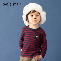 petitmain boy t-shirt 2021 spring style striped round collar long sleeve pure cotton baby sports fashion blouse