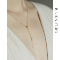 JUNJUN Super Fairy Freshwater Pearl Telescopic Length N Breed Defa American 14k Note Gold Necklace Collarbone Chain Neck Chain
