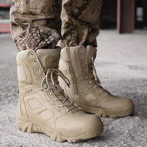 Outdoor Short Boots Mens Special Soldiers Tactical Boots Combat Boots Spring Autumn Season Genuine Leather Tooling Boots Waterproof Non-slip Zipper