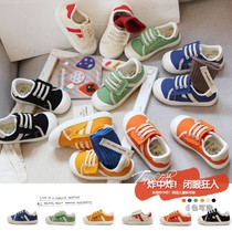 Kindergarten artifact for boys and girls children shoes Velcro canvas shoes Children candy color non-slip toddler shoes