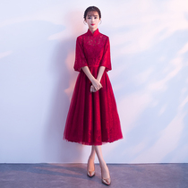 Chinese pregnant woman toast dress bride covers belly 2021 new spring engagement back door dress small man thin