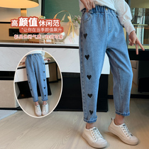 Girl Jeans Spring Autumn Season 2021 New Ocean Gas Children Casual Long Pants Outside Wearing Spring Dress CUHK Boy Pants Tide