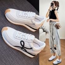 Thick-soled white shoes women 2021 spring new waffle Agan shoes leather Joker inside the increase sports casual shoes tide