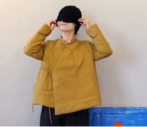 One old original winter ginger fine vertical stripes small cheongsam collar diagonal placket tether white goose down jacket 1465