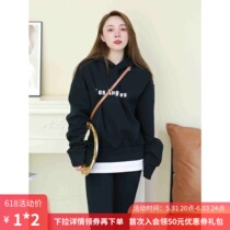 7 Fold Clear Cabin Black Fake two Los Angeles Lianhood Womens 2021 Winter New Thickened Letter Printed Blouse