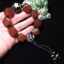 Natural persimmon red old red agate Naudon Eight-edged barrel beads Handmade Bottle Japanese Everest bracelet Handheld for men and women