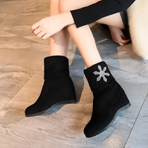 2021 autumn and winter New Korean liang chuan nv xue zi wedge boots hidden wedge shoes wild heeled zhong tong xue