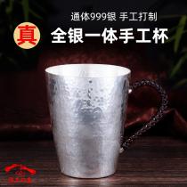 New products pure silver water glass 999 silver mug full silver integrated office cup coffee cup suit pure silver cup