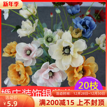 Simulation 8 anemone home flower arrangement small tea rose wedding silk flower dried flower stage road lead rose wedding flower