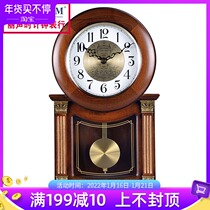 Japan Lisheng living room solid wood European fashion creative clock music time silent home desk clock pendulum