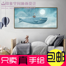 Pure Hand Painted Oil Painting Childrens House Cartoon Decoration Painting Modern Minima Living Room Mural Nordic Bedroom Hanging Painting Bedside Painting