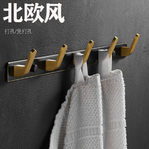 Nordic black gold entrance door wall hanging clothes hook non-perforated adhesive hook a row of long clothes hanger wall hanging door