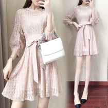 2021 spring and autumn season new French fried street waist thin temperament dress female lace explosion womens skirt